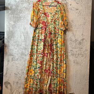 Natural Life Flowers Sophia Wrap Dress V-Neck Womens Size Medium
